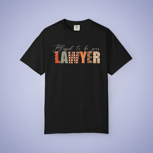 Blessed to be Your Lawyer Black Thanksgiving Patterned Word Art Comfort T Shirt Unisex