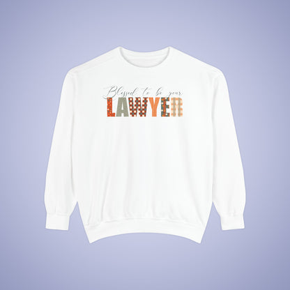 Blessed to be Your Lawyer White Thanksgiving Patterned Word Art Comfort Sweatshirt Unisex