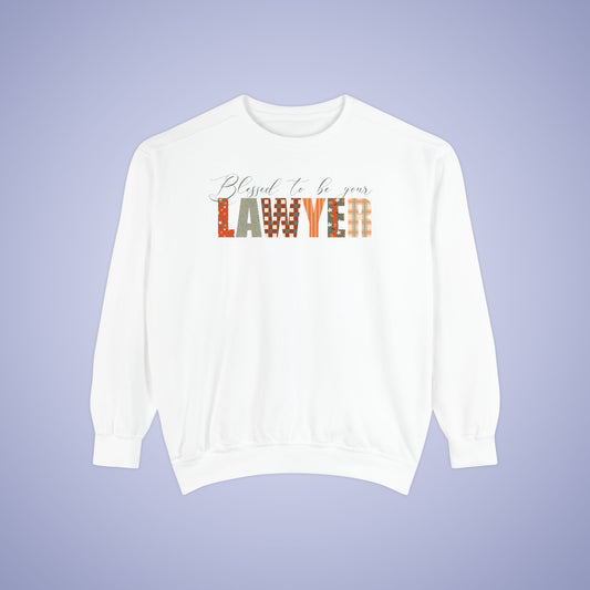 Blessed to be Your Lawyer White Thanksgiving Patterned Word Art Comfort Sweatshirt Unisex