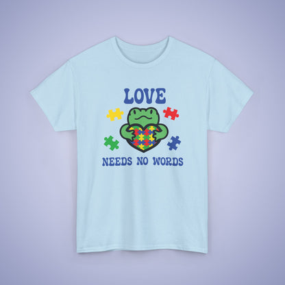 Frog Puzzle Heart Graphic Love Needs No Words Autism Awareness Unisex T Shirt