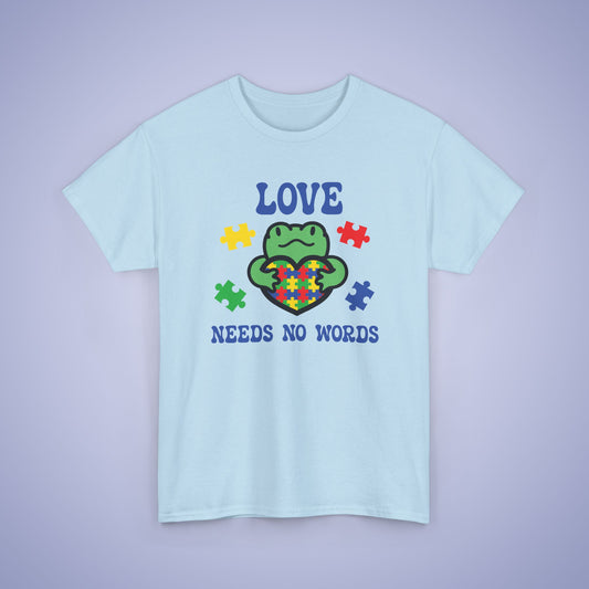 Frog Puzzle Heart Graphic Love Needs No Words Autism Awareness Unisex T Shirt