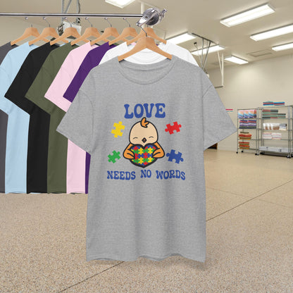 Chicken Puzzle Heart Graphic Love Needs No Words Autism Awareness Unisex T Shirt