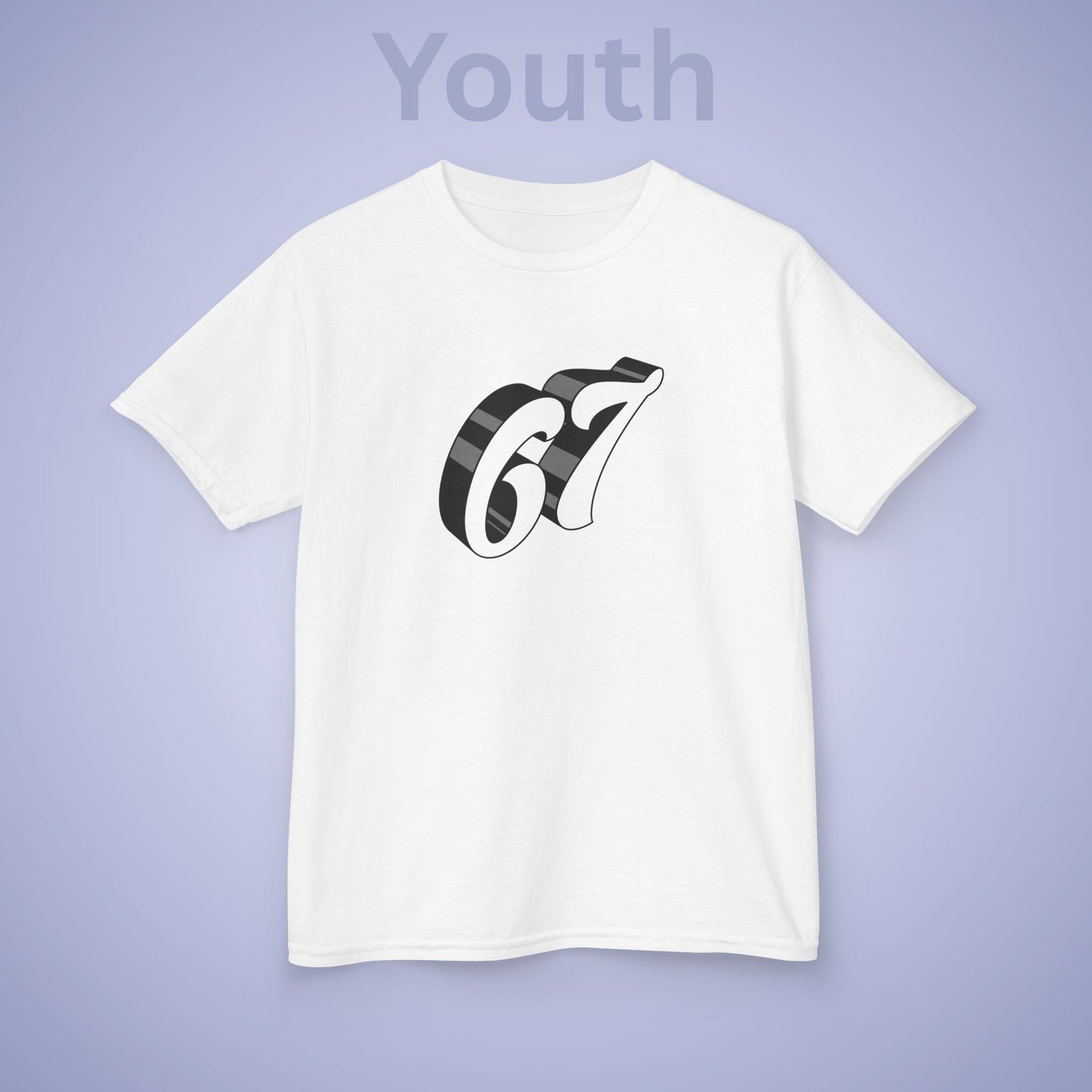 White Word Art 67 Tee Fun Trending Kids Cotton T Shirt Six Seven Youth