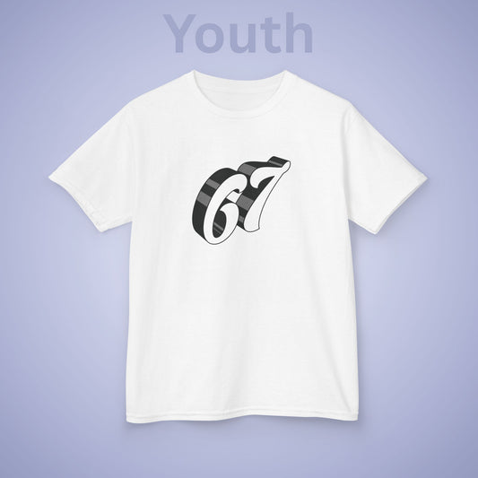 White Word Art 67 Tee Fun Trending Kids Cotton T Shirt Six Seven Youth