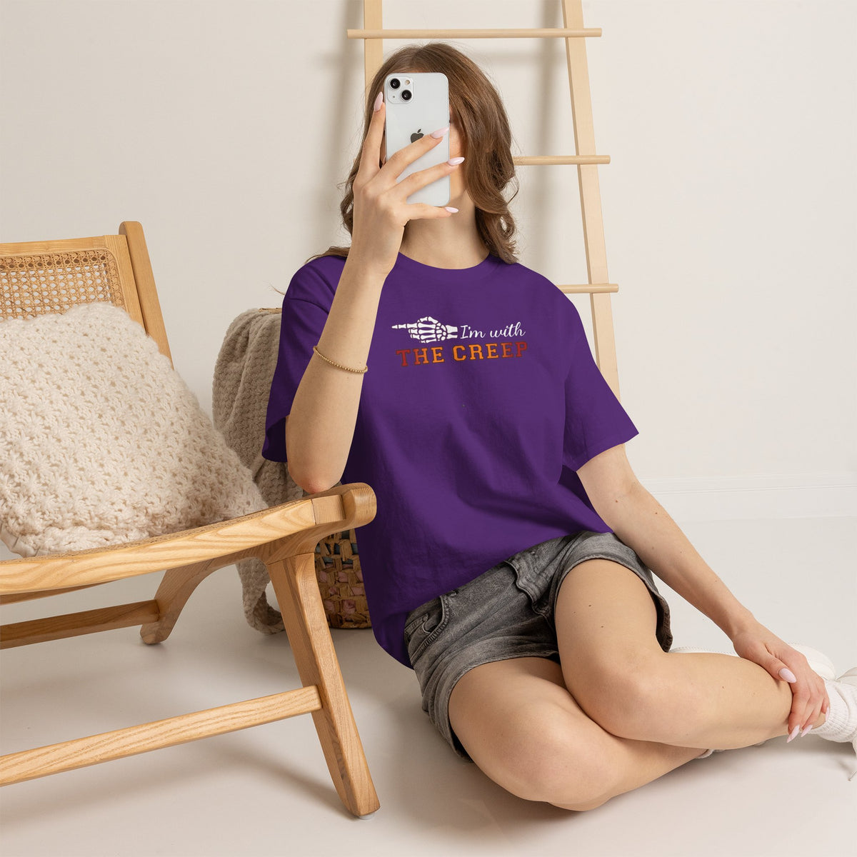 Im With THE CREEP Couple Matching T-Shirt | Skeleton Halloween Design