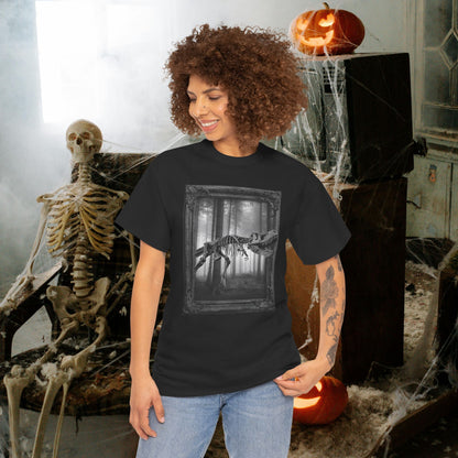 Stalking Skeletal T-Rex Halloween T-Shirt | Dinosaur Photographic Design