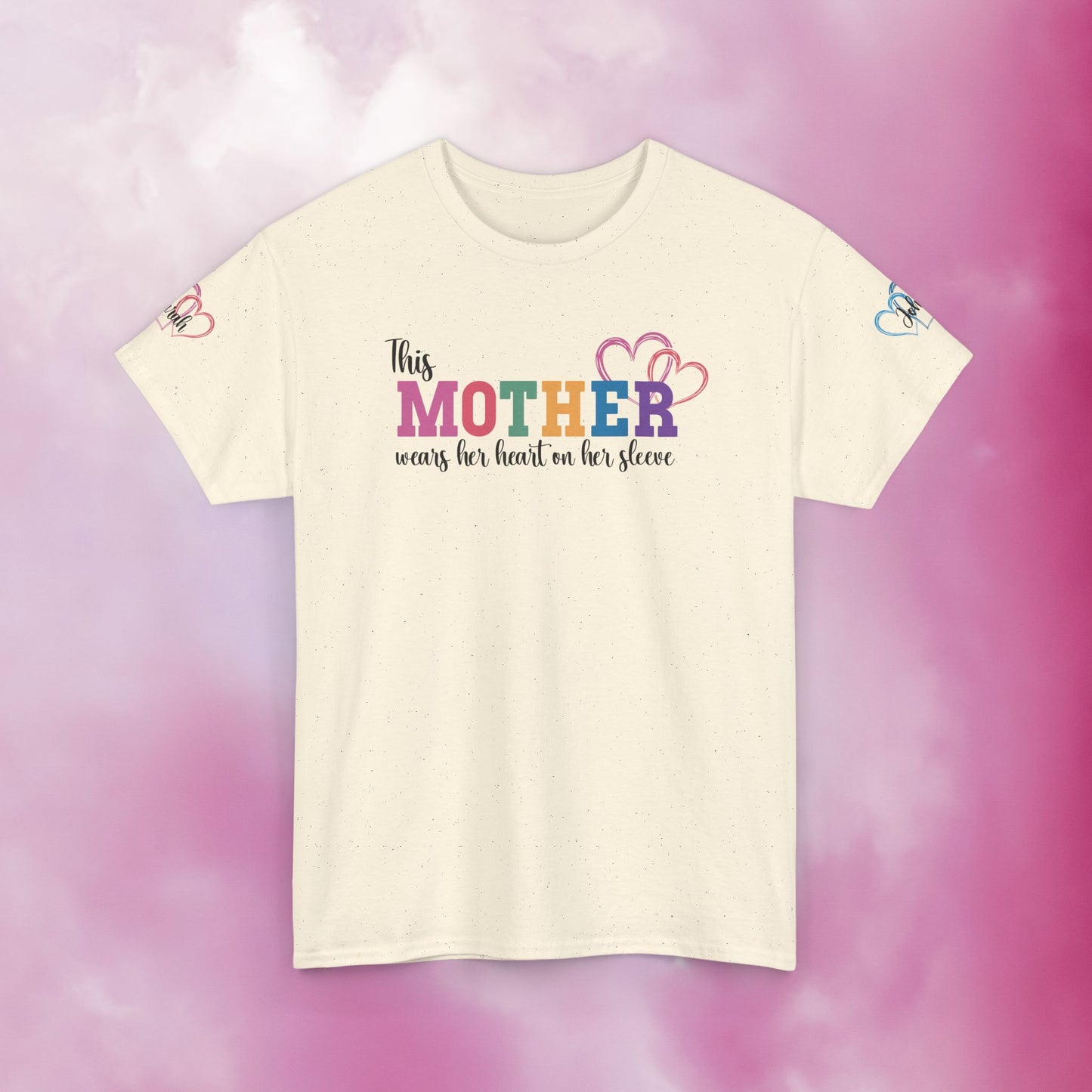 This Mother Wears Her Heart on Her Sleeve Personalized Mothers Day Gift T Shirt