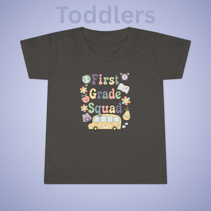 First Grade Squad Retro Fun Kids Cotton T Shirt Back To School Toddler