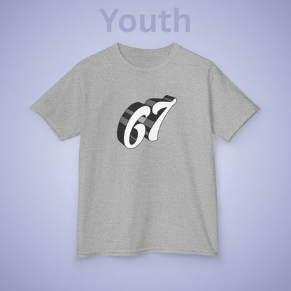 White Word Art 67 Tee Fun Trending Kids Cotton T Shirt Six Seven Youth