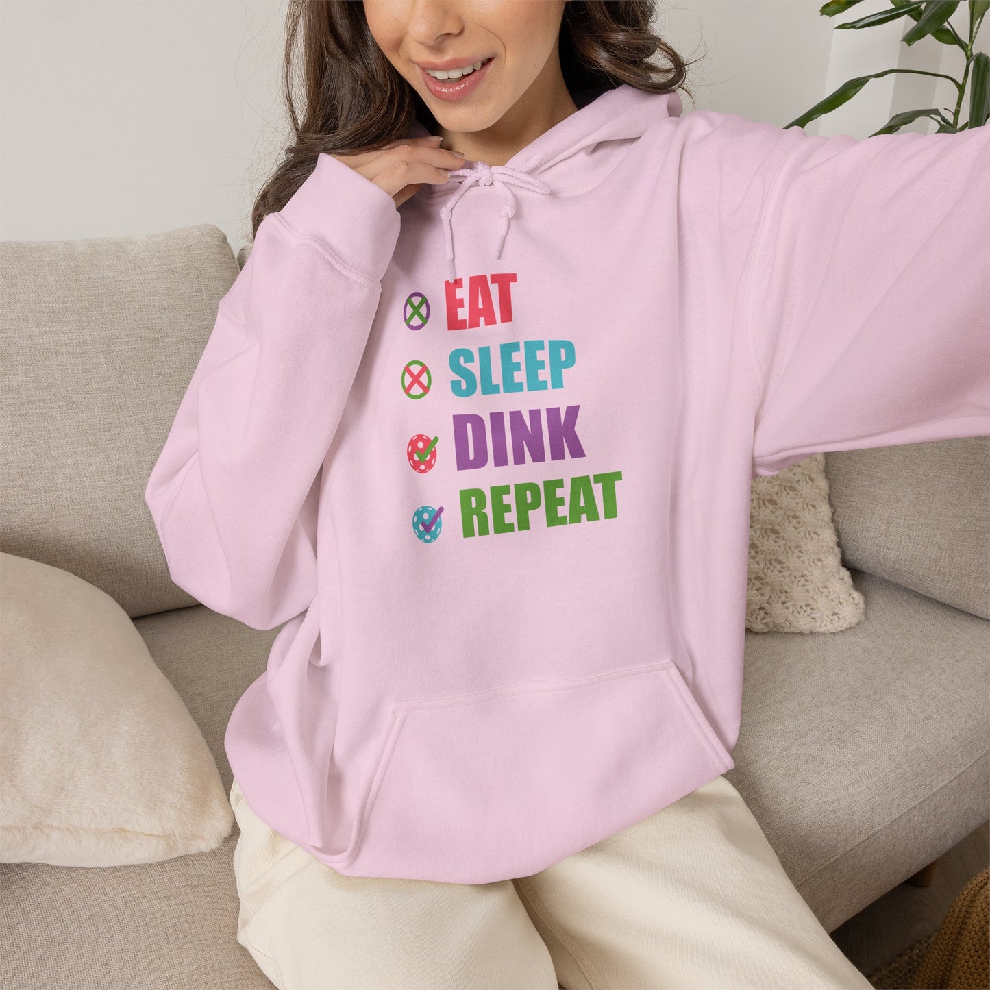 Eat Sleep Dink Repeat Pickleball Hoodie | Funny Pickleball Lover Gift Vibrant Version