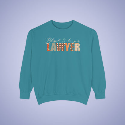 Blessed to be Your Lawyer Thanksgiving Patterned Word Art Comfort Sweatshirt Unisex
