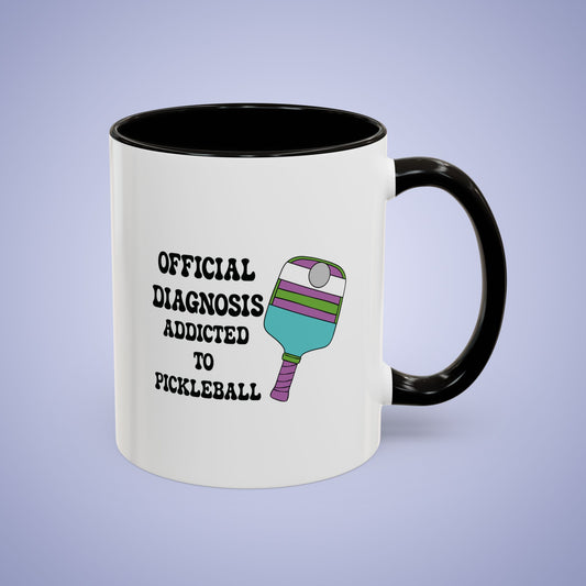 Official Diagnosis Addicted to Pickleball Fun Colorful Gift Coffee Mug