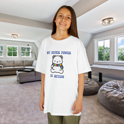 Polar Bear Autism is My Super Power Graphic Autism Awareness Cotton Youth T Shirt