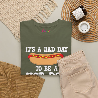 It's a Bad Day to be a Hot Dog Funny Hot Dog T-Shirt | Hot Dog Lover Gift White