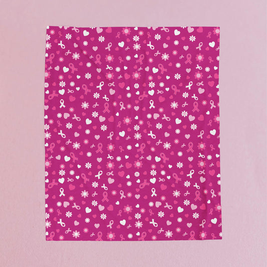 Breast Cancer Awareness Pink Velveteen Plush Blanket 3 Sizes Chemotherapy Gift