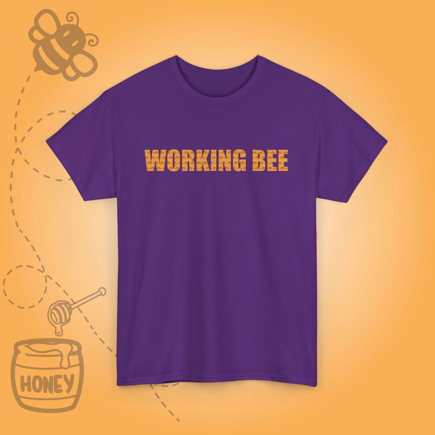 Working Bee Sweet As Honey Honeycomb Word Art Design Unisex T Shirt