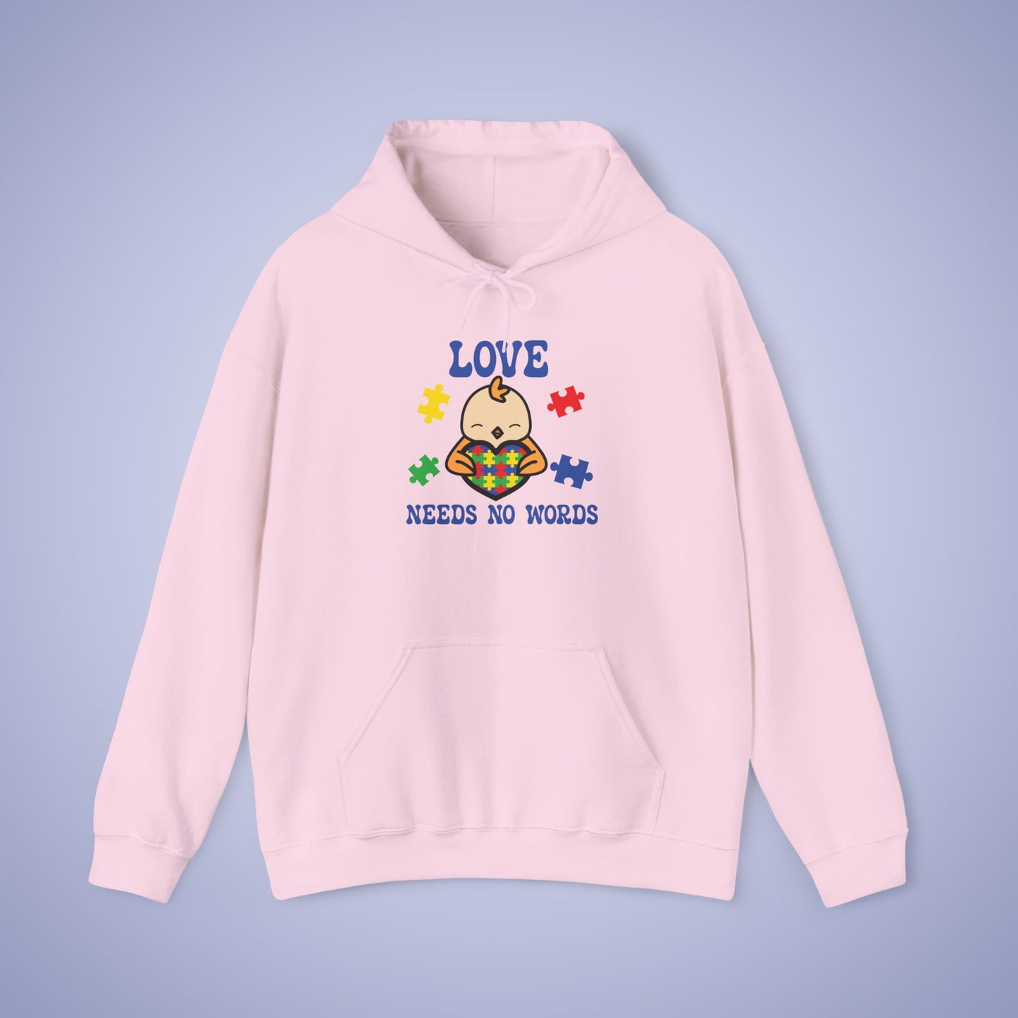 Love Needs No Words Chicken Lover Graphic Autism Awareness Hoodie Unisex