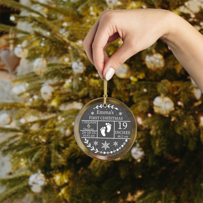 Babies First Christmas Personalized Glass Ornament Gift
