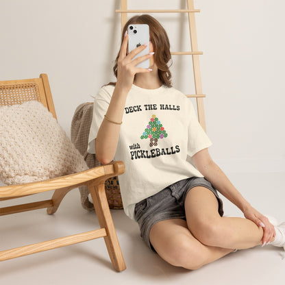 Deck the Halls with Pickleballs T Shirt Graphic Design Christmas Pickleball Gift