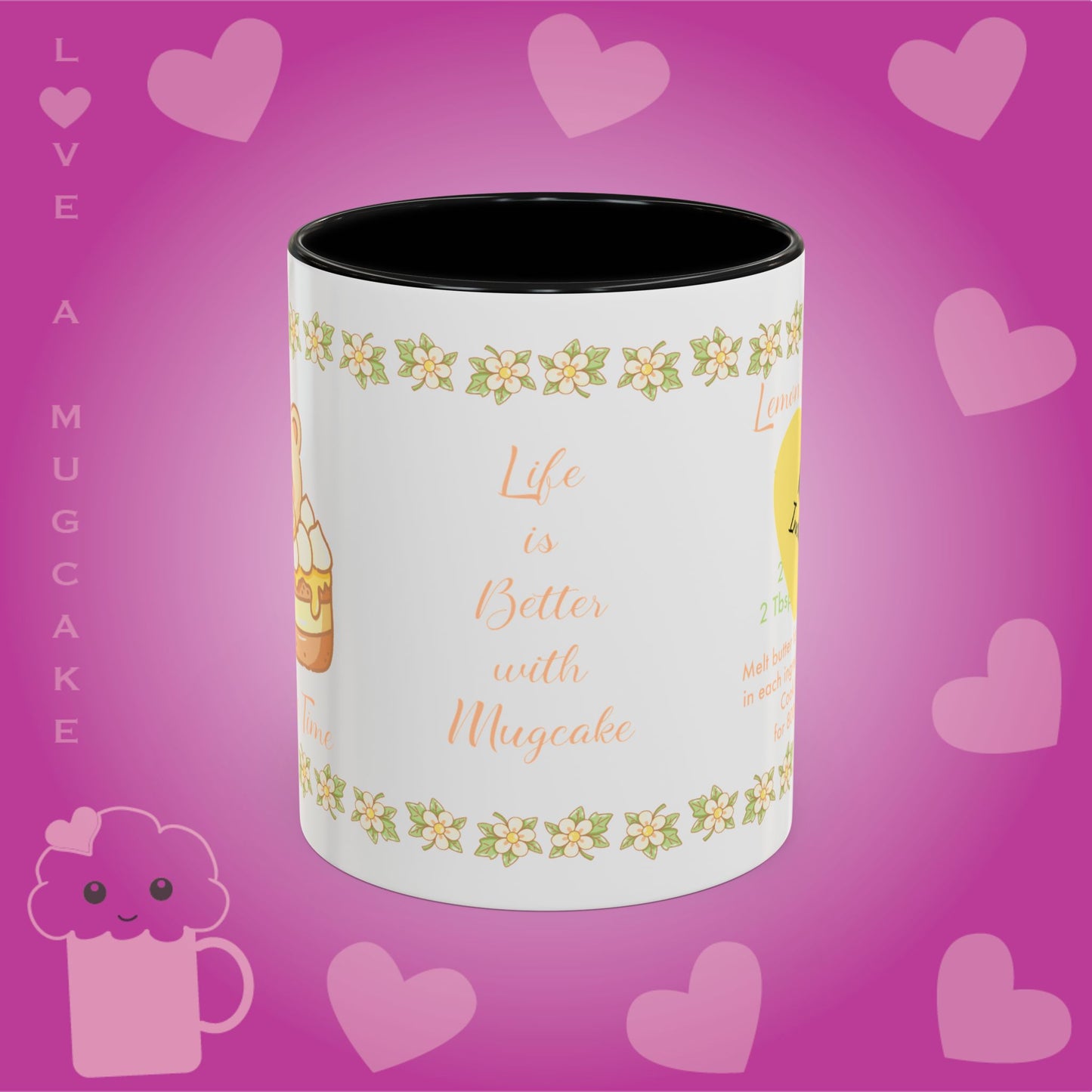 Lemon Mugcake Mug with Recipe Cute Character