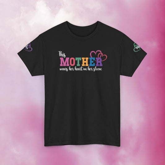 This Mother Wears Her Heart on Her Sleeve White Personalized Mothers Day Gift T Shirt