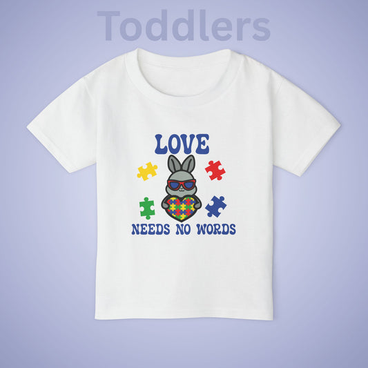Love Needs No Words Rabbit Graphic Autism Awareness Cotton Toddler T Shirt