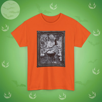 A Reaper in the Pumpkin Patch Spooky Halloween T-Shirt | Photographic Design