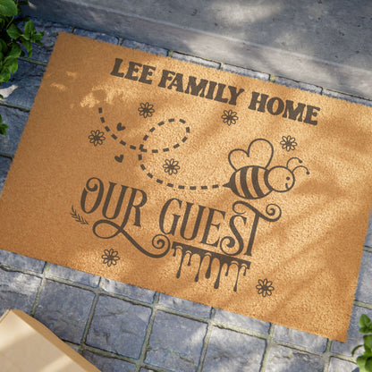 Bee Our Guest Personalized Family Door Mat