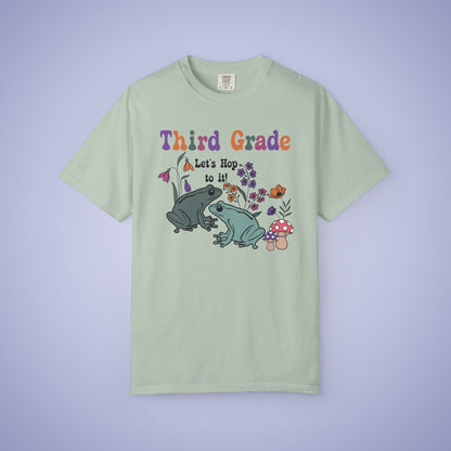 Third Grade Lets Hop To It Teacher T Shirt Frogs Comfort Colors Unisex Back to School