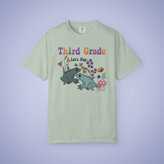 Third Grade Lets Hop To It Teacher T Shirt Frogs Comfort Colors Unisex Back to School
