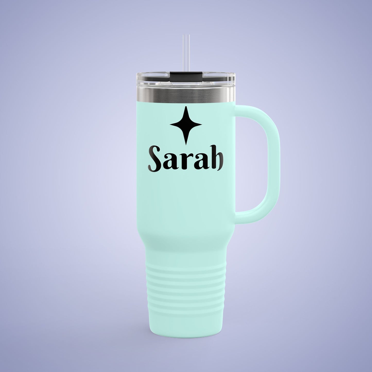 Personalized Insulated Travel Mug - 40oz, Custom Name Mug for Coffee Lovers Teal Blue