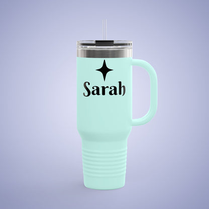 Personalized Insulated Travel Mug - 40oz, Custom Name Mug for Coffee Lovers Teal Blue