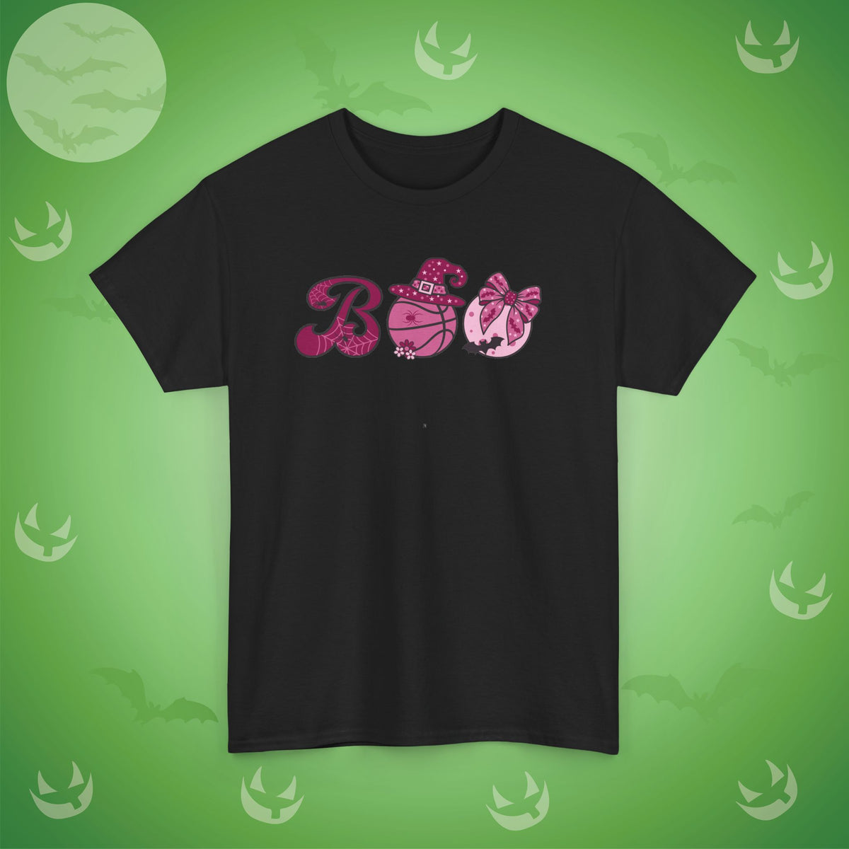 Basketball BOO T-Shirt | Girly Coquette Halloween Design