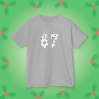 Christmas Lights White 67 Tee Fun Trending Kids Cotton T Shirt Six Seven Youth