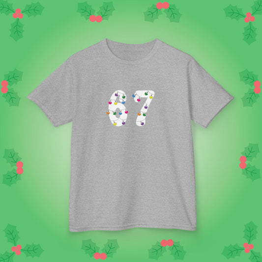 Christmas Lights White 67 Tee Fun Trending Kids Cotton T Shirt Six Seven Youth