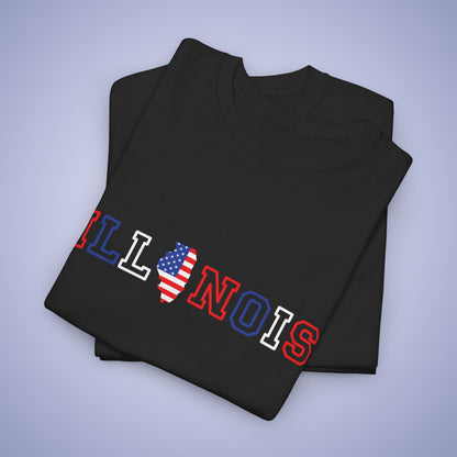 Illonois Map Text Art Proud American Unisex T Shirt