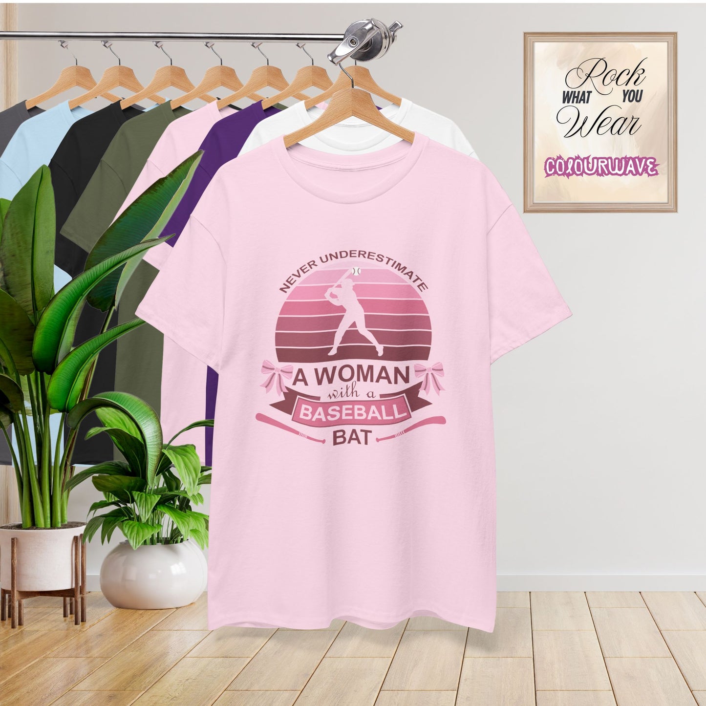 Don't Under Estimate a Women with a Baseball Bat Coquette Bow Pink Funny Unisex T Shirt