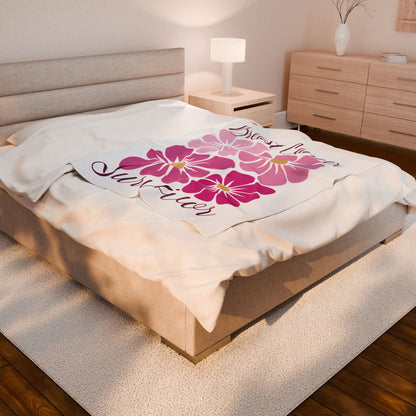Breast Cancer Survivor Boho Floral White Velveteen Plush Blanket 3 Sizes Chemotherapy Gift