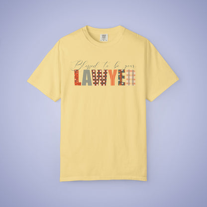 Blessed to be Your Lawyer White Thanksgiving Patterned Word Art Comfort T Shirt Unisex