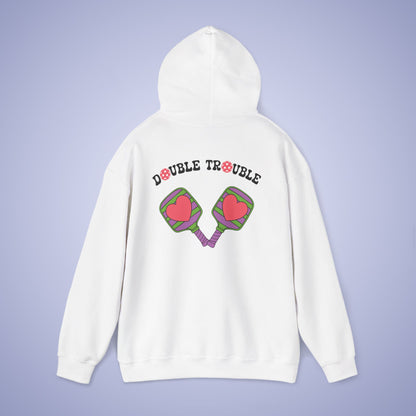 Double Trouble Pickleball Team Couple Gift Hoodie Graphic Design Sweatshirt