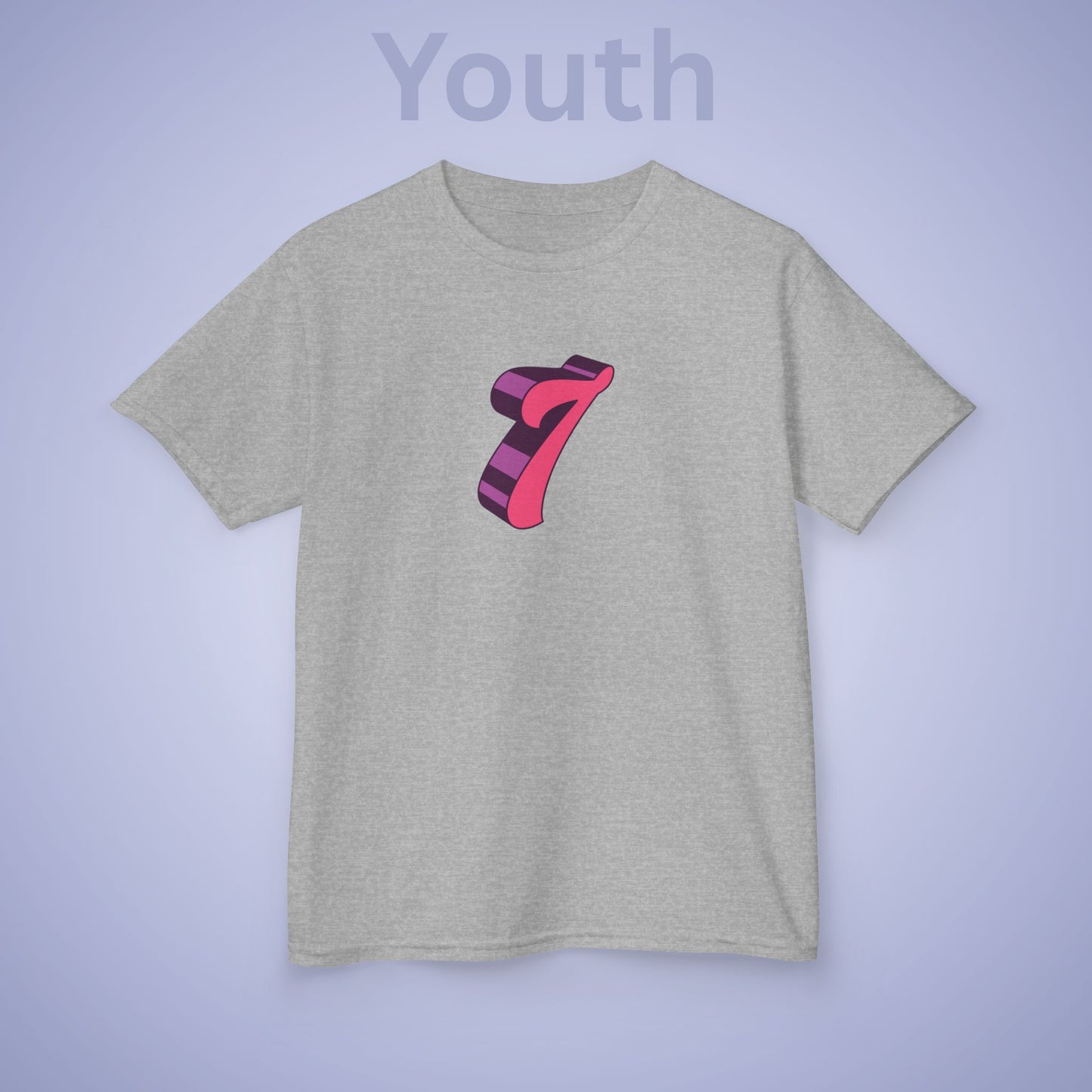 Pink Word Art 7 Tee Fun Trending Kids Cotton T Shirt Six Seven Youth
