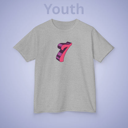 Pink Word Art 7 Tee Fun Trending Kids Cotton T Shirt Six Seven Youth