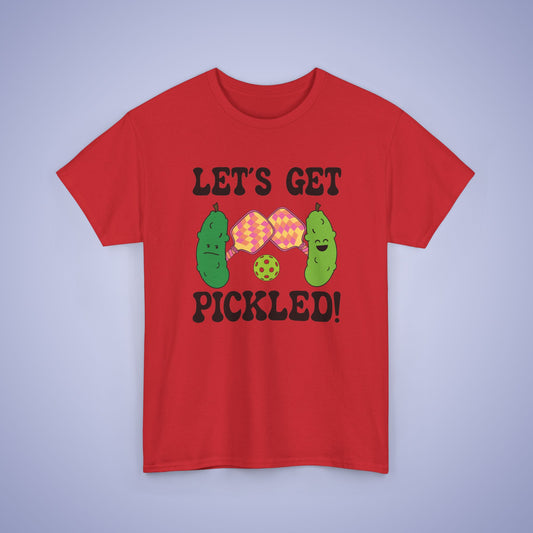 Lets Get Pickled Funny Alcohol Drinking Pickleball T Shirt Black Graphic Design