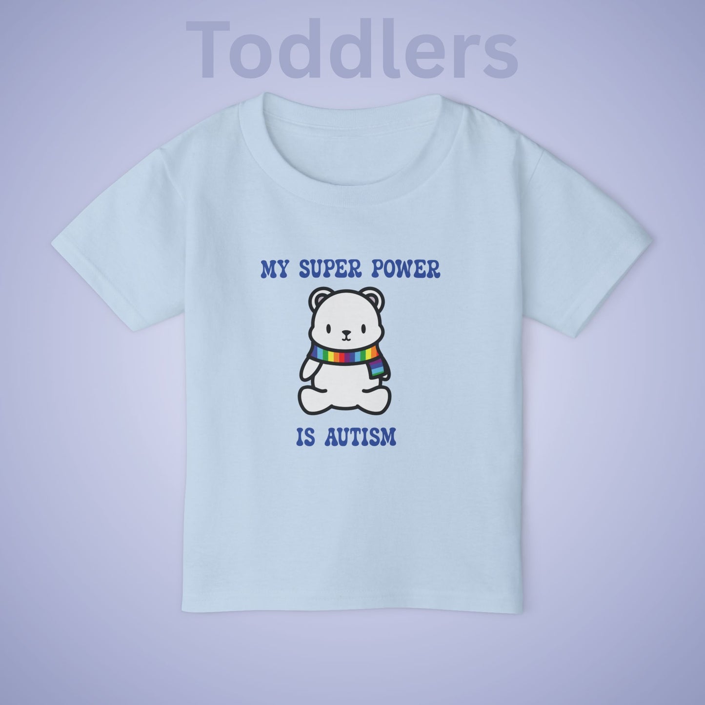 Polar Bear Autism is My Super Power Graphic Autism Awareness Cotton Toddler T Shirt