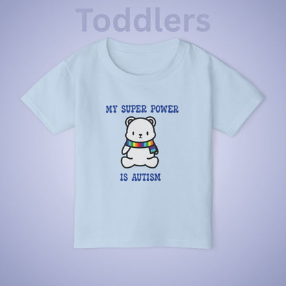 Polar Bear Autism is My Super Power Graphic Autism Awareness Cotton Toddler T Shirt