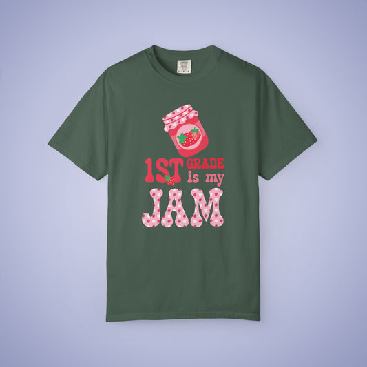 First Grade is my Jam Strawberry Teacher T Shirt Comfort Colors Unisex Back to School