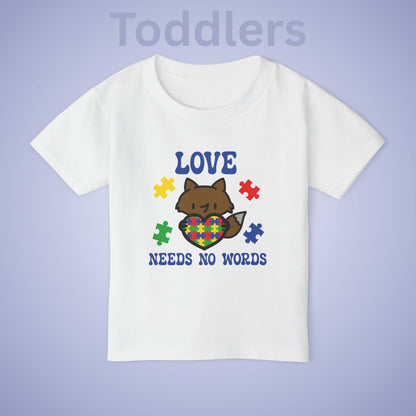 Love Needs No Words Fox Graphic Autism Awareness Cotton Toddler T Shirt