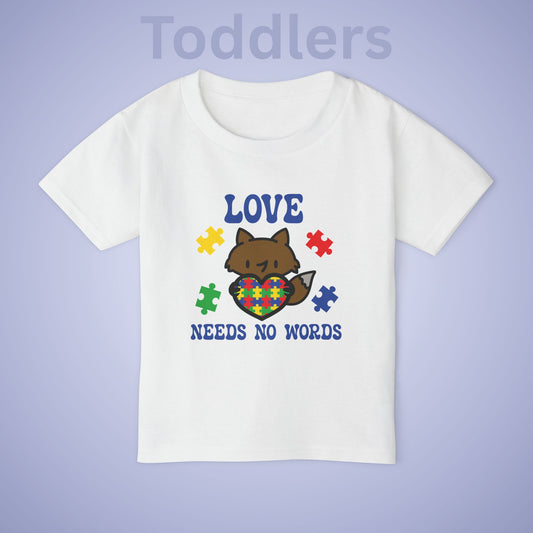 Love Needs No Words Fox Graphic Autism Awareness Cotton Toddler T Shirt