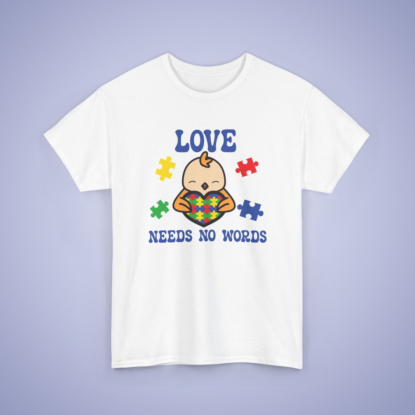 Chicken Puzzle Heart Graphic Love Needs No Words Autism Awareness Unisex T Shirt