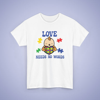 Chicken Puzzle Heart Graphic Love Needs No Words Autism Awareness Unisex T Shirt